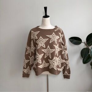 Dress Up Relaxed Fit Textured Sweater With Stars L